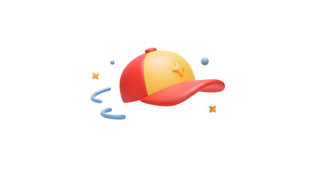 Fototapeta premium 3D Rendered Red and Yellow Baseball Cap Design