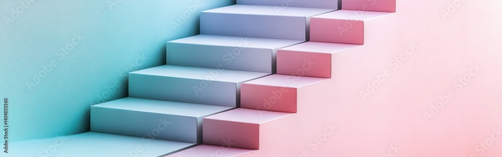 Poster gradient steps ascend into pastel hues abstract minimalist design