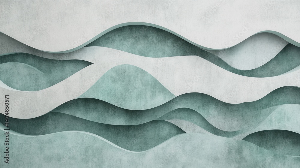 Poster Serene Abstract Landscape with Wavy Layers and Soft Textures for Calm Backgrounds