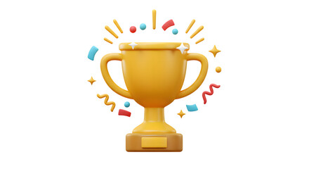 Gold Trophy 3D Render Achievement Award Success