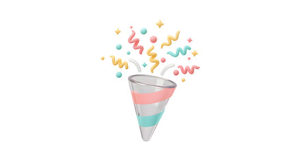 Party Confetti Cone 3D Render Festive Celebration Design