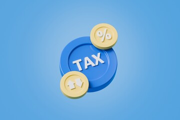 3d Tax rating deduction form and arrow up icon. Income tax, VAT and property taxes concept. Online tax rate documents. Increase global international taxes document business finance economy. 3d render.
