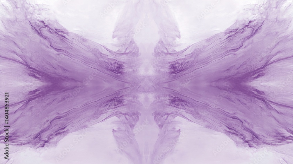 Poster Soft monochromatic composition in lavender tones featuring delicate abstract swirls and shapes creating a calming, ethereal effect