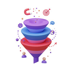 3D Sales Funnel Marketing Strategy Conversion Customer Journey Lead Generation Process Optimization