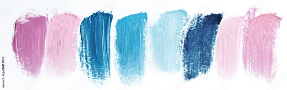 Aufkleber soft pastel blue and pink brush marks arranged on white surface to create a trendy abstract backgrou