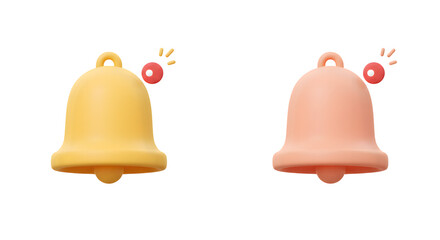 Cute 3D Notification Bells Icons Yellow and Peach