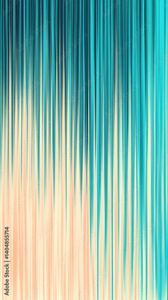 Poster Vertical gradient lines in vibrant turquoise and beige create a modern, abstract background, suitable for design projects