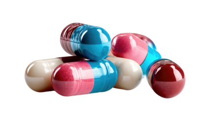Capsule Collection: A close-up image of a group of colorful medicine capsules, showcasing the varying sizes, shapes, and hues.