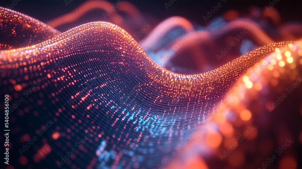Poster abstract data wave visualization digital technology background for ai and machine learning 3d