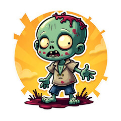 Cute Cartoon Zombie Character Illustration