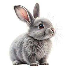 Obraz premium “Cute Gray Bunny – Front-Facing Close-Up with Big Ears and Adorable Expression”