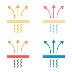 Set of Breathable resistant icon, waterproof material protection sign, web vector illustration .