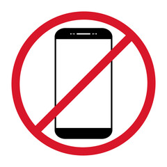 Mobile forbidden icon, no use phone sign, ban smartphone label vector illustration .