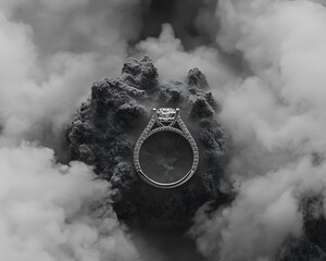 Diamond Ring, Clouds, Rocks