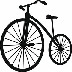 Clean silhouette of a vintage bicycle with large wheels and a simple frame