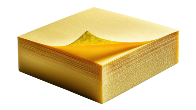 Unveiling of Ideas: A neatly stacked collection of sticky notes, with one delicately peeled back, unveils a glimpse of the creative potential within.