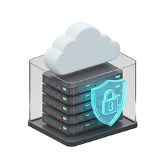 3D Cloud Database Security Data Protection Network Safety Information Management Cyber Security System