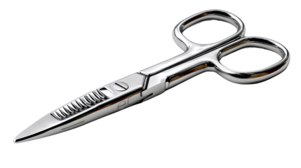 Precision Steel Scissors: A close-up captures the sharp details of a meticulously crafted steel scissors, embodying precision and functionality, ready for its purpose.