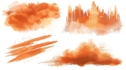 A Quartet of Earthy Orange Expressions: Four distinct textures and forms in shades of warm orange evoke feelings of earth, fire, and abstract artistry. A study in the versatility of a single, vibrant 