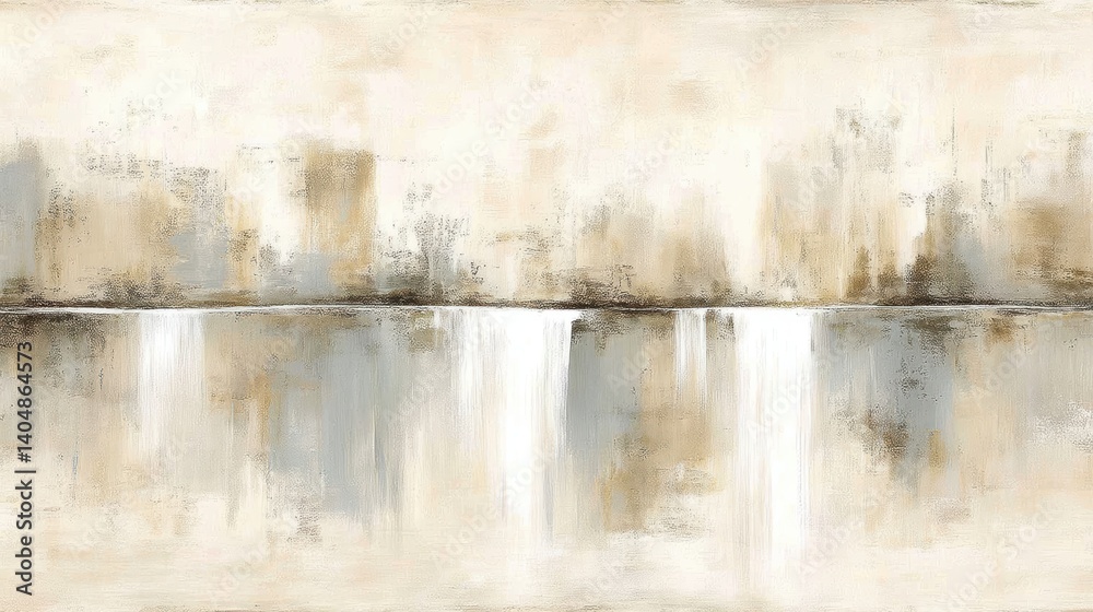 Poster tranquil layers of ivory and pale gold create a serene and luminous atmosphere in abstract art