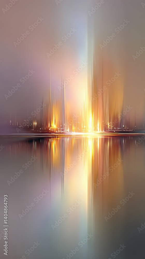 Poster harmony in ivory and pale gold creating a serene luminosity in a tranquil abstract world