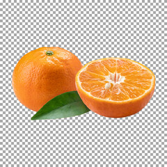 Tangerine orange with cut in half, Vibrant Orange Slices with Juice Droplets on transparent background, png, psd
