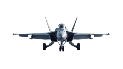 Fighter jet in action air force base cutout background clear sky front view military power