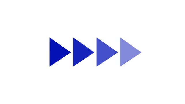 Fast forward blue symbols icon symbol animation on white background. Fast forward sign moving forward