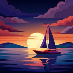 Naklejka premium sailboat at sunset