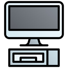 PC. Editable vector icon, coloured with outlined stroke.