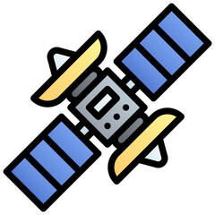 Satellite. Editable vector icon, coloured with outlined stroke.