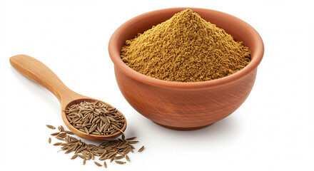 cumin seeds in a wooden spoon