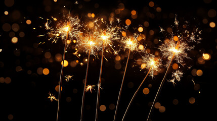 Bright holiday fireworks sparkle in the night sky celebration