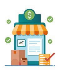Obraz premium A small business that was impacted by trade tariffs received a bailout from the government to offset the financial burden and stay afloat.. Vector illustration