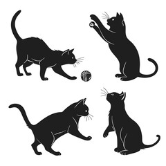 set of cats silhouettes