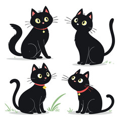 set of cats silhouettes