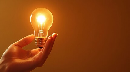 Glowing Light Bulb Held in Hand Innovation Idea Inspiration Concept