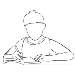 One continuous single drawing line art flat doodle education, people, girl, student, study, college, youth. Isolated image hand draw contour on a white background
