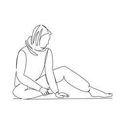 One continuous single drawing line art flat doodle beautiful, female, girl, model, face, beauty, fashion. Isolated image hand draw contour on a white background
