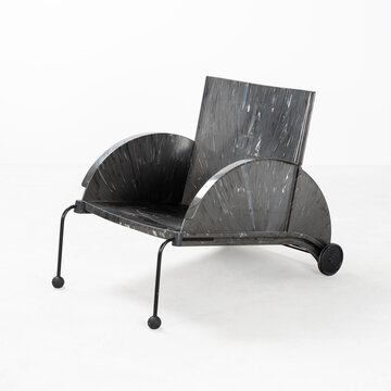 Design Anna Castelli Ferrieri, armchair 4814 in acrylic plastic, lacquered steel, rubber, production Kartell, Italy, 1980s. Udine, Italy. April 10, 2025.