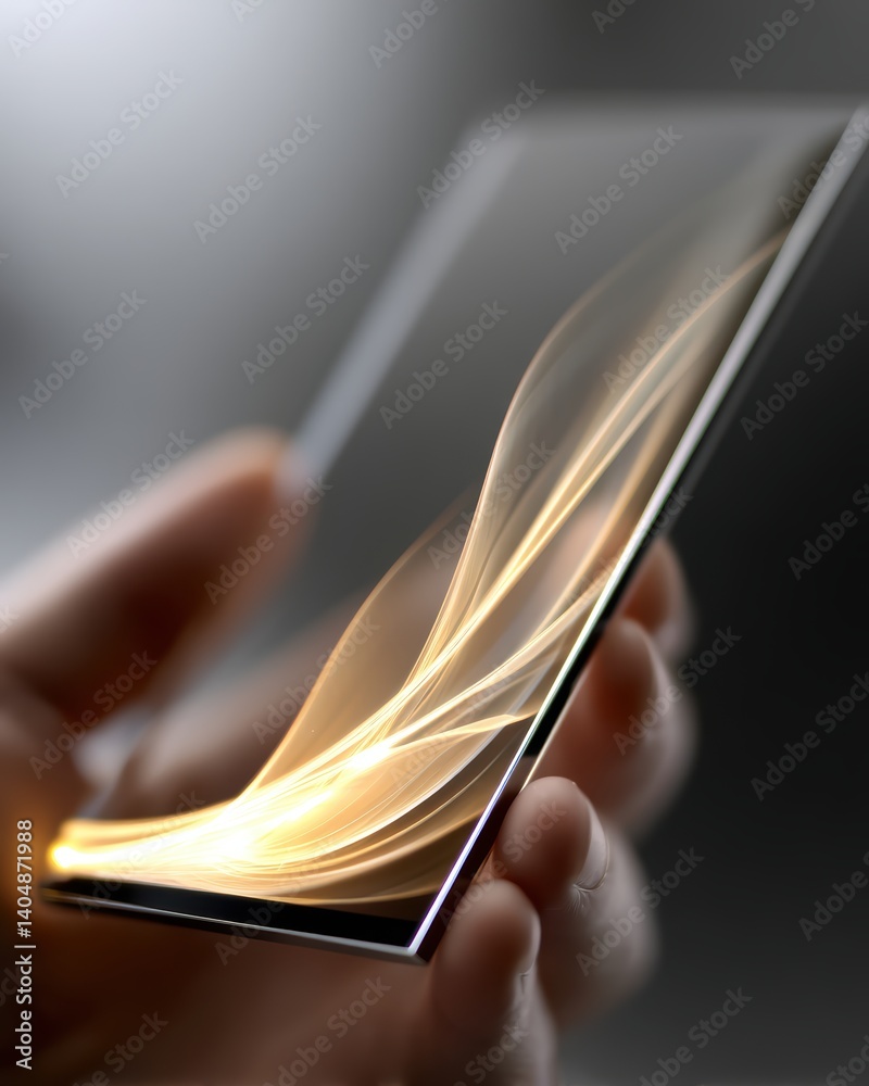 Poster flexible devices showcase lifelike design with light interaction in modern technology