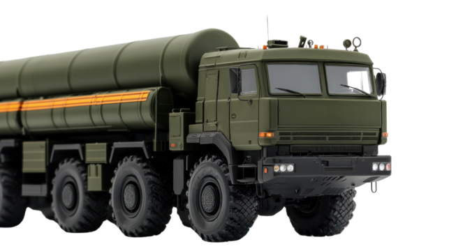 Military transport vehicle cutout background studio shot detailed view modern design