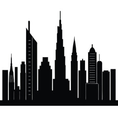 Obraz premium Dubai city skyline buildings silhouette vector isolated on white background 