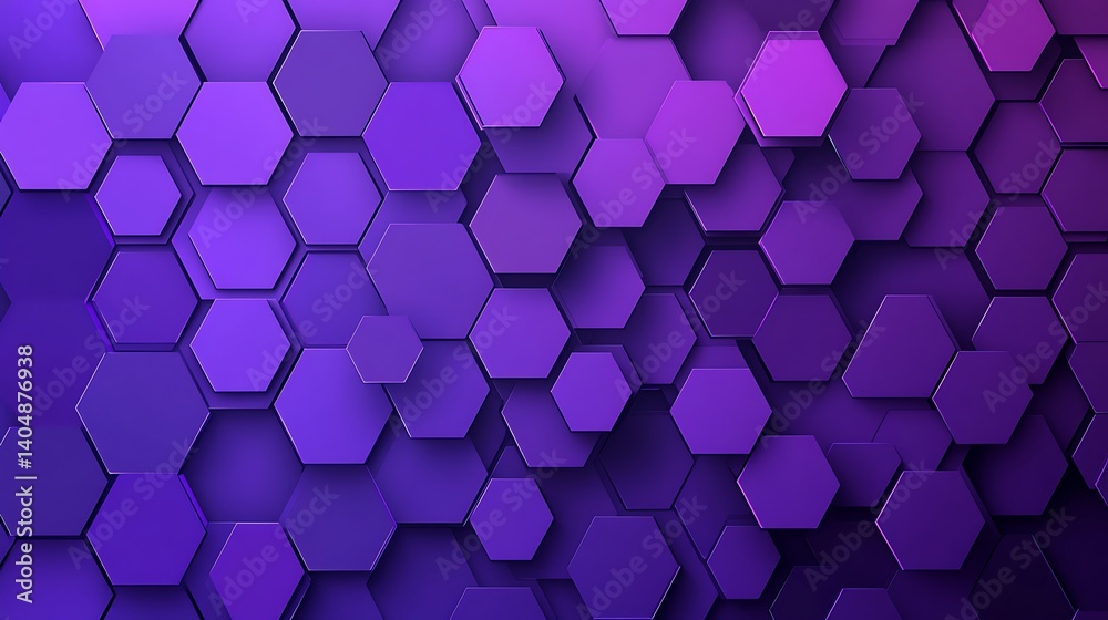 Aufkleber Abstract Purple Hexagon Patterned Background with Modern Geometric Design 3D Rendering