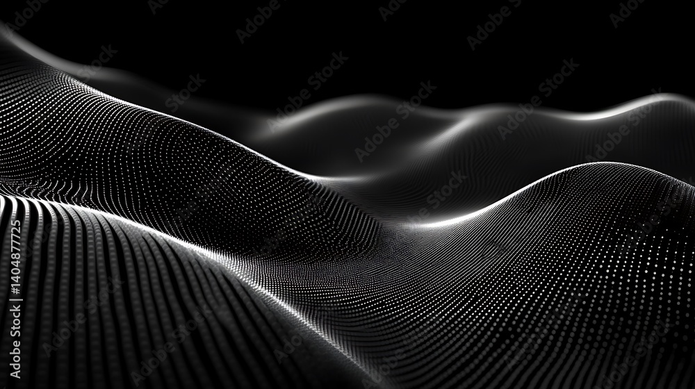 Poster abstract white dotted wavy grid surface on transparent background for digital art
