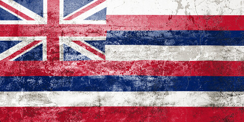 Fototapeta premium Hawaii State Flag. Dirty Hawaii state flag on the wall.
