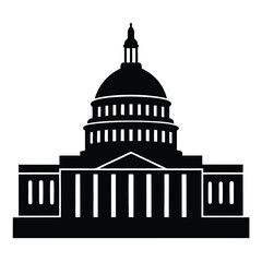 Washington Capitol building silhouette vector isolated on white background 