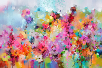 Abstract colorful watercolor painting of spring flower. Hand painted brush stroke on paper texture. Illustration artwork, water color painting floral for background. Modern art paintings flowers