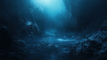 Mysterious Deep Blue Abyss: A Digital Exploration of an Underwater Canyon