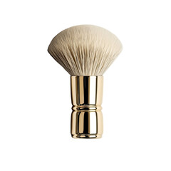 Png of An elegant shaving brush with a glossy gold handle and soft bristles, perfect for a luxurious grooming experience.